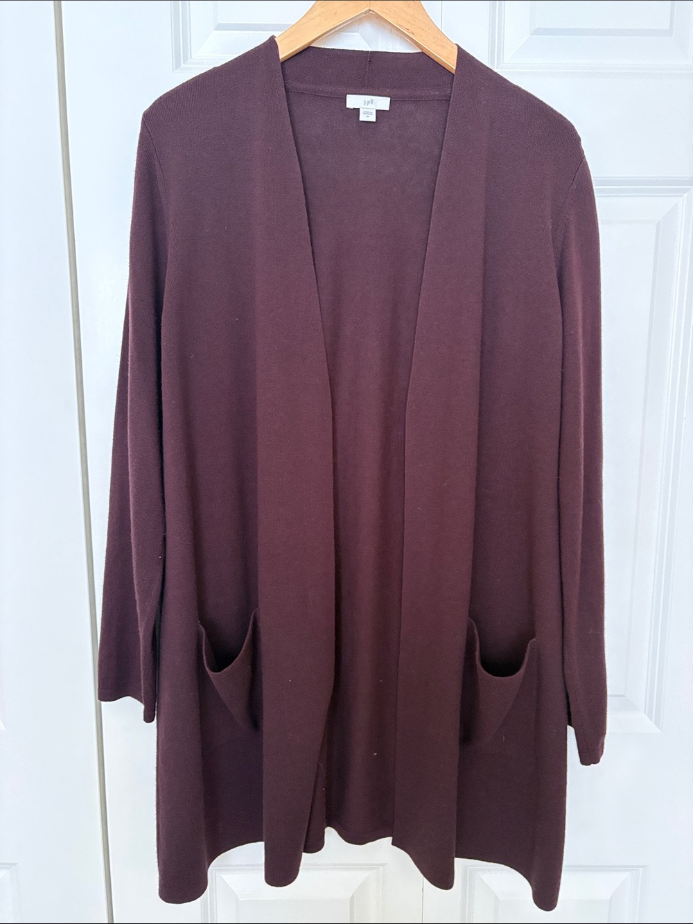 J. Jill Plum Open-Front Pocket Cardigan